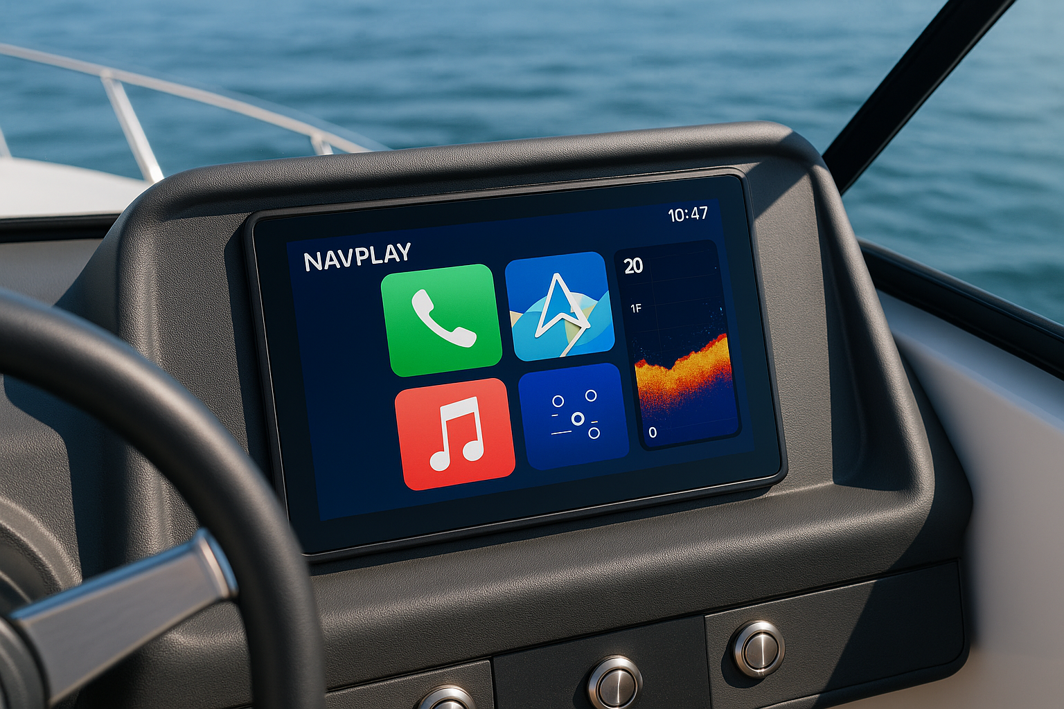 Mockup NavPlay su imbarcazione